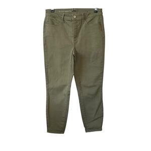 Talbots Flawless Cropped Pants Green Chino Size 6 High Waist Jegging Stretch